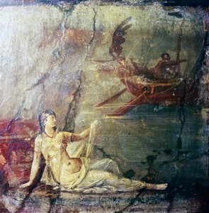 Ariadne verlaten door Theseus, Romeinse muurschildering uit Herculaneum, 1e eeuw
