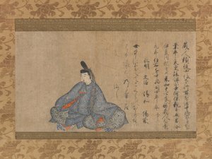 Ariwara Narihira 825-880... Fujifusa versie van Zesendertig Onsterfelijke Dichters, 1e helft 15e eeuw door Unbekannt