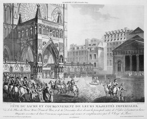 Aankomst bij Notre Dame, 2 december 1804, 19e eeuw door Unbekannt