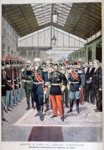 Aankomst van generaal Tchertkoff Chertkov, Russische ambassadeur in Frankrijk, Parijs, 1895