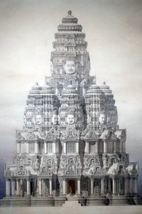 Angkor, verkenning van de heilige stad van Cambodja, restauratie van de centrale toren van de Bayon door Unbekannt