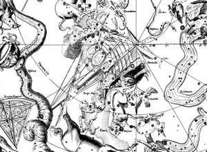 Astronomische kaart, gecentreerd op het zuidelijke sterrenbeeld Argo Navis, 1742 door Unbekannt