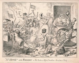 Thuis in de Kinderkamer, of Het Kerstfeest van de Meesters en Juffrouwen Twee Schoenen, 1835 door Unbekannt