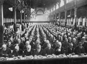 Aan het diner, St. Marylebone Workhouse, Londen, ca. 1901-1903 door Unbekannt