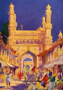 Bij de Char Minar in Hyderabad, ca. 1948 door Unbekannt