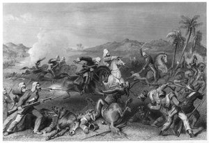 Aanval op de Sealkote muiters door Generaal Nicholsons onregelmatige cavalerie, 1857, c1860