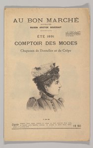 Au Bon Marché-Comptoir des Modes, Hoeden van Kant en Crêpe, Zomer 1891, 1891 door Unbekannt