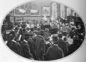 Veiling aan de gang bij Phillips veilingmeesters, Londen