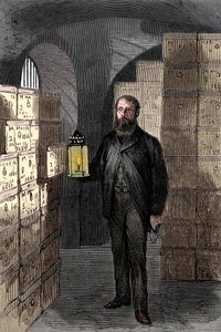 Bankbiljettenopslag in de kluizen van de Bank of England, ca. 1870 door Unbekannt