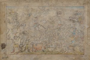 Slagveldscène uit een Devi Mahatmya, late 18e eeuw
