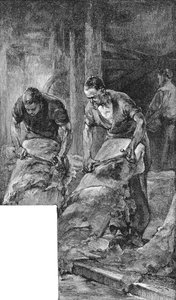 Huiden stralen voor de productie van schoenleer, 1885