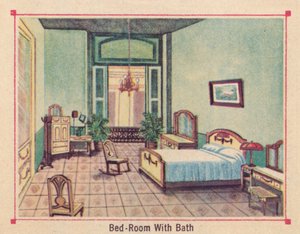Slaapkamer met Bad - Hotel Florida - Havana - Cuba, c1910 door Unbekannt