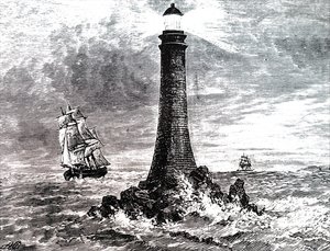Bell Rock vuurtoren in een storm door Unbekannt