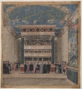 Paleis van Binche tijdens de festiviteiten in augustus 1549, 1549 door Unbekannt