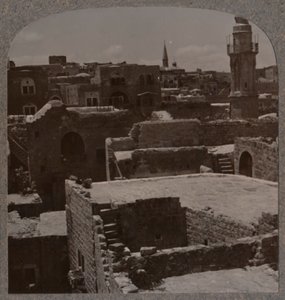 Vogelvlucht van Lydda, ca. 1900 door Unbekannt