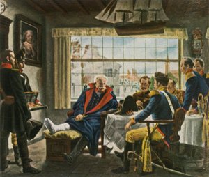 Blücher neemt Napoleons medailles en hoed in bezit na...Waterloo, 18 juni 1815, 1936 door Unbekannt