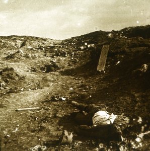 Lichaam, loopgraven aan het front, Somme, Noord-Frankrijk, ca. 1916-ca. 1918