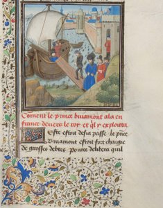 Bohemond I van Antiochië reisde terug naar Apulië. Miniatuur uit de Historia door Willem van Tyrus, 1460s