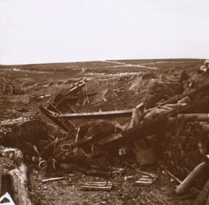Gebombardeerde batterij, Clery, Frankrijk, ca. 1914-1918