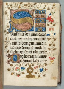 Getijdenboek Gebruik van Metz: Fol. 27r, Gedecoreerde Initialen, c. 1440