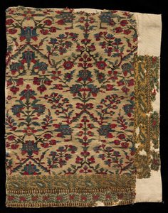Randfragment van een sjaal, eind 1700 - begin 1800