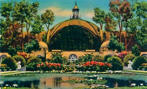 Botanisch Gebouw en Lagune. San Diego, Californië, c1941