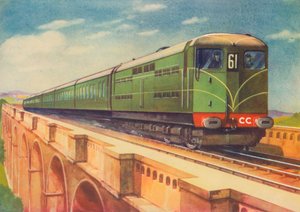 Brighton Belle, de elektrische locomotief van de S.R., over Ouse Viaduct