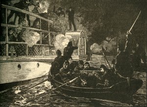 Britse Troepen Veroveren het Canadese Rebellen Schip Caroline op de Niagara Rivier