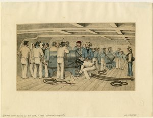 Britse marinekanonniers op het kanondek, ca. 1850 door Unbekannt