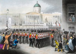 Britse soldaten vertrekken naar de Krimoorlog Russisch-Turkse Oorlog 1853-1856, ca. 1860 door Unbekannt