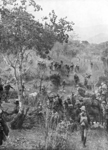 Britse troepen in de bush aan de grenzen van Duits Oost-Afrika, Eerste Wereldoorlog, 1915