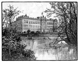 Buckingham Palace vanuit St Jamess Park, Londen, c1888