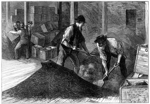 Thee bulken in een theepakhuis, 1874