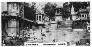 Brandende Ghat, Benares, India, ca. 1925