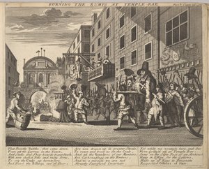 Het verbranden van de Rumps bij Temple Bar Plaat 11: Illustraties bij Samuel Butlers Hudibras