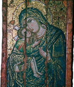 Byzantijns mozaïek van de Maagd en Kind, 14e eeuw