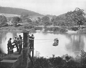 Kabelveerboot, nabij La Colle, Pennsylvania, VS, ca. 1900
