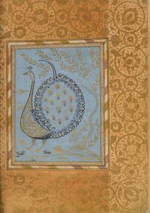 Kalligrafische compositie in de vorm van een pauw, Folio uit het Bellini Album