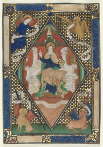 Canonpagina uit een Missaal: Christus in Majesteit met Evangelisten, c. 1410
