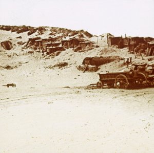 Kampement in de duinen, Koksijde, Vlaanderen, België, ca. 1914-1918