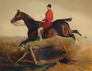 Kapitein Percy Williams op een favoriete Ierse jager, ca. 1879