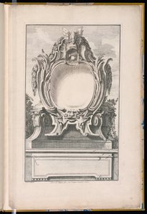 Cartouche Versierd met een Helm en een Masker