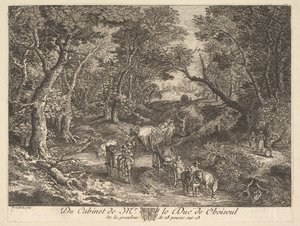 Karren op een Pad door het Bos na een schilderij in de collectie van de Hertog van Choiseul door Unbekannt