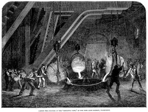 Gieten van de cilinder van de Britannia Pers bij de Bank Quay Gieterij, Warrington, 1851 door Unbekannt