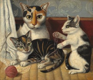Kat en Kittens, ca. 1872-1883 door Unbekannt