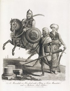 Mamelukse ruiter en soldaten van de mamelukse infanterie en bedoeïen, in 1804