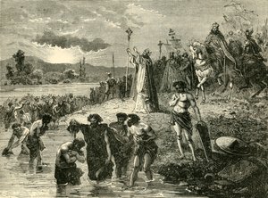 Karel de Grote Laat de Saksen Dopen in de Weser, 782AD. 1890