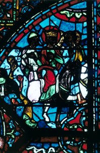 Karel de Grote verlaat Spanje, Glas-in-lood, Kathedraal van Chartres, Frankrijk