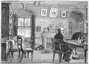 Charles Darwin, Engelse natuuronderzoeker, in zijn studeerkamer door Unbekannt