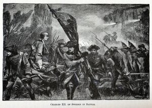 Karel XII van Zweden in de Slag door Unbekannt